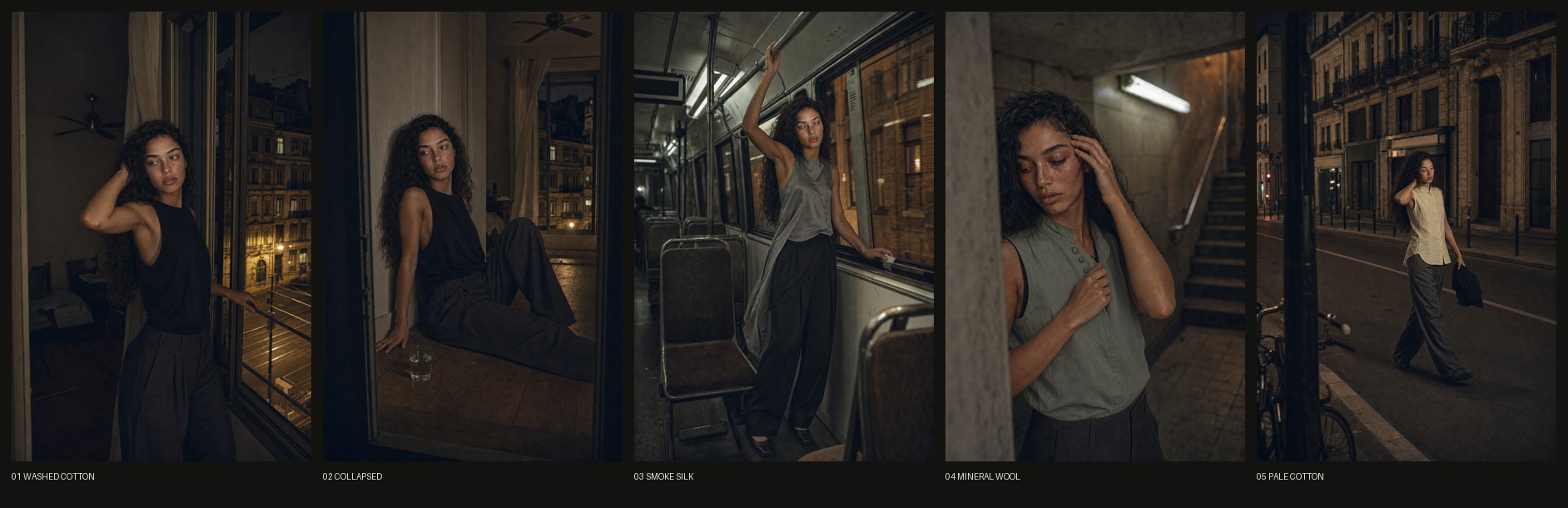 Fashion research contact sheet for the Too Visible heat sequence