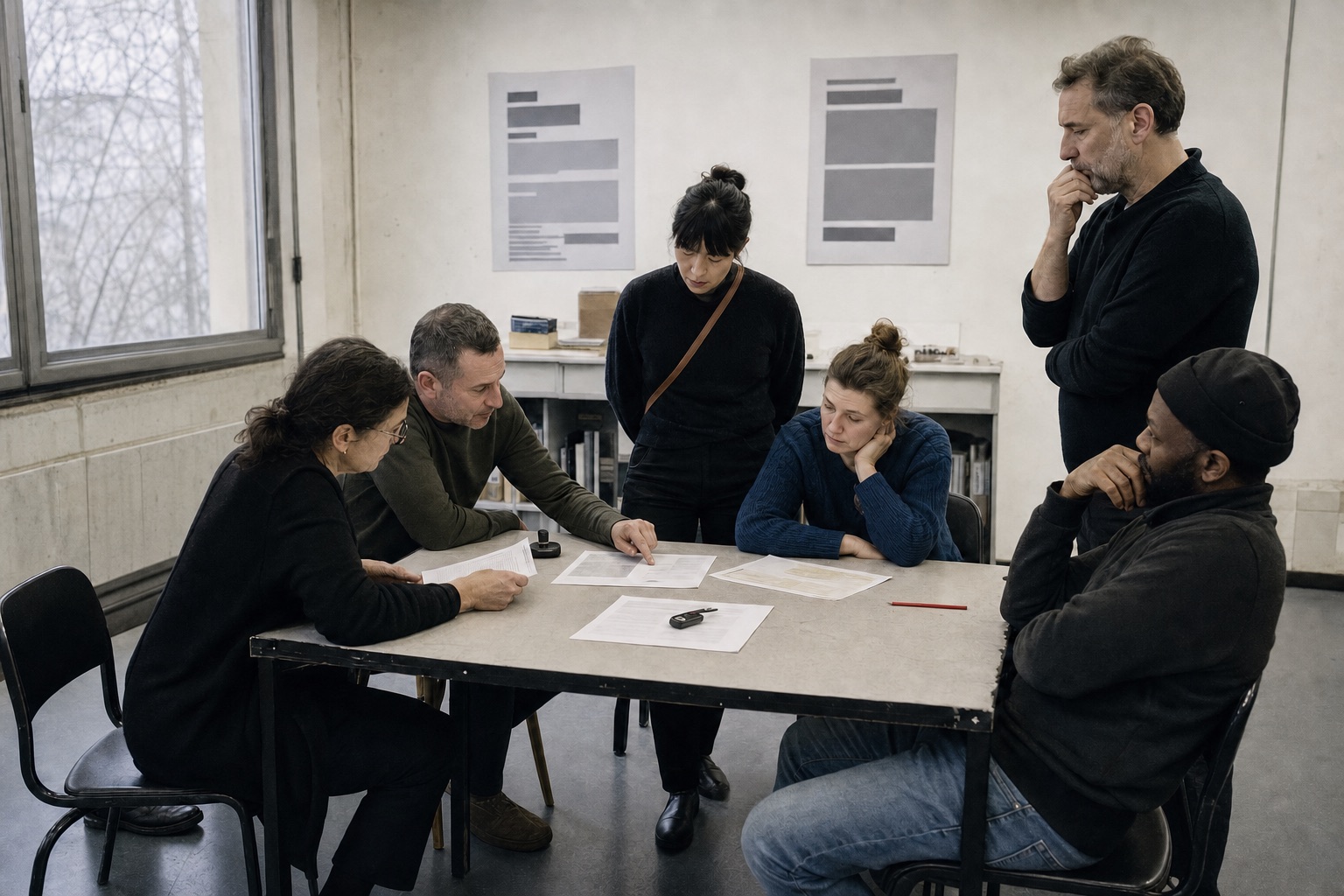 Concept visualisation of six participants reviewing the materialised result